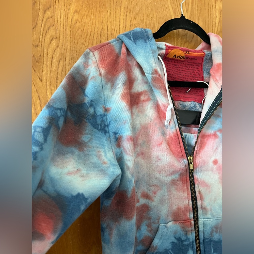 Aviator Nation Red and Blue hand Tie-Dye Track Suit Set - Top (XS) pant (S) - Picture 6 of 15